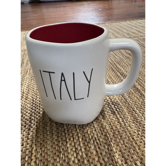 RAE DUNN Italy Mug White With Red Lining Coffee Cup Travel - Picture 3 of 5